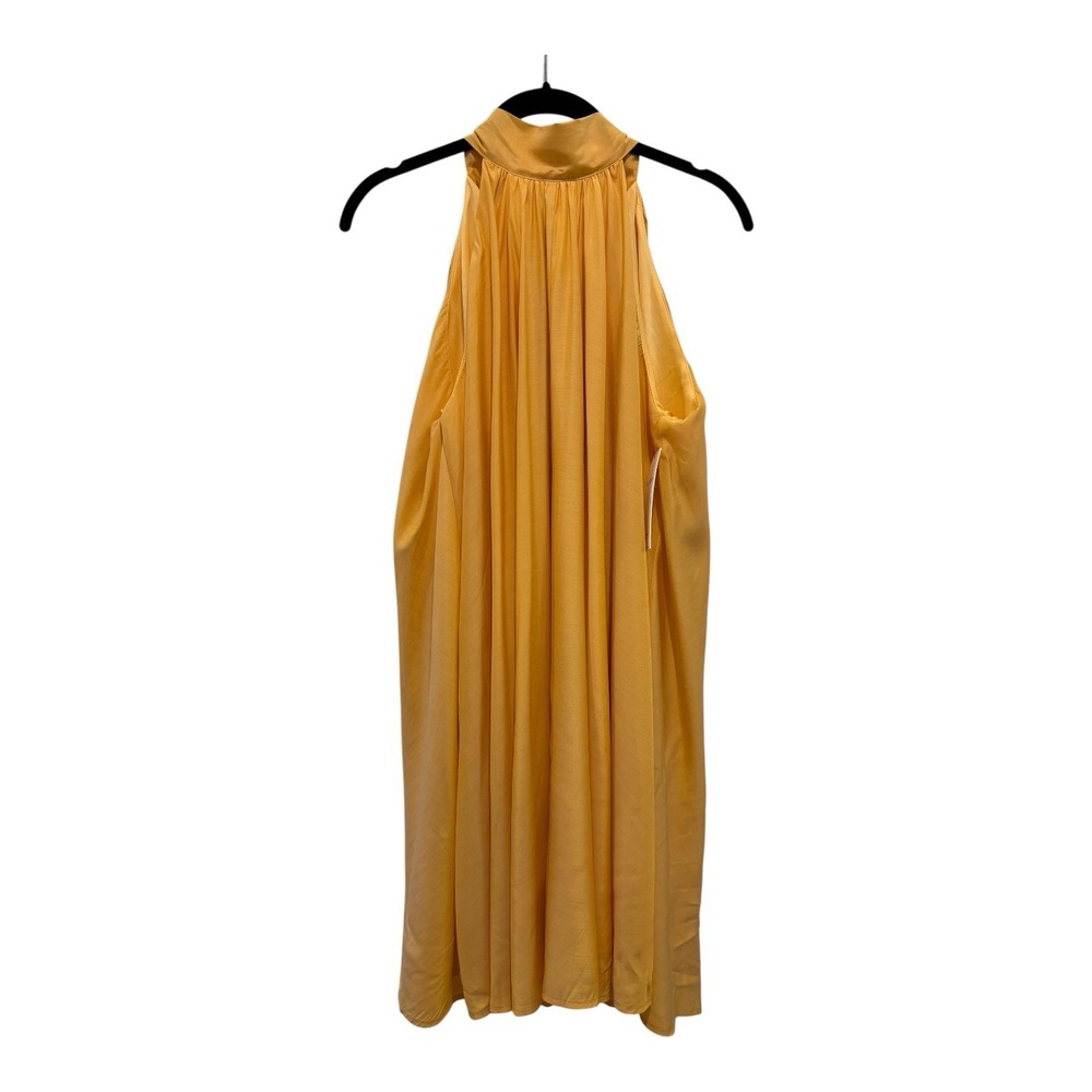 Aura Halter Dress Mustard Yellow Medium Tie Neck Satin Flowy Romantic‎ Getaway